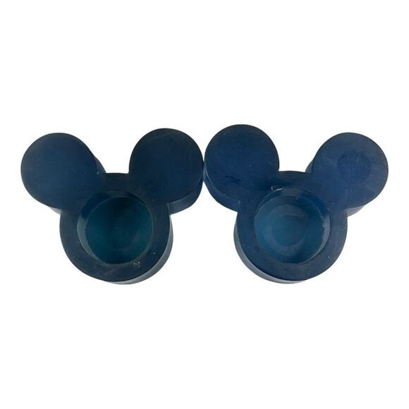 Blue Glass Tealight Disney World Mickey Mouse Candle Holders Set Of 2 Vintage Gi - Picture 1 of 6